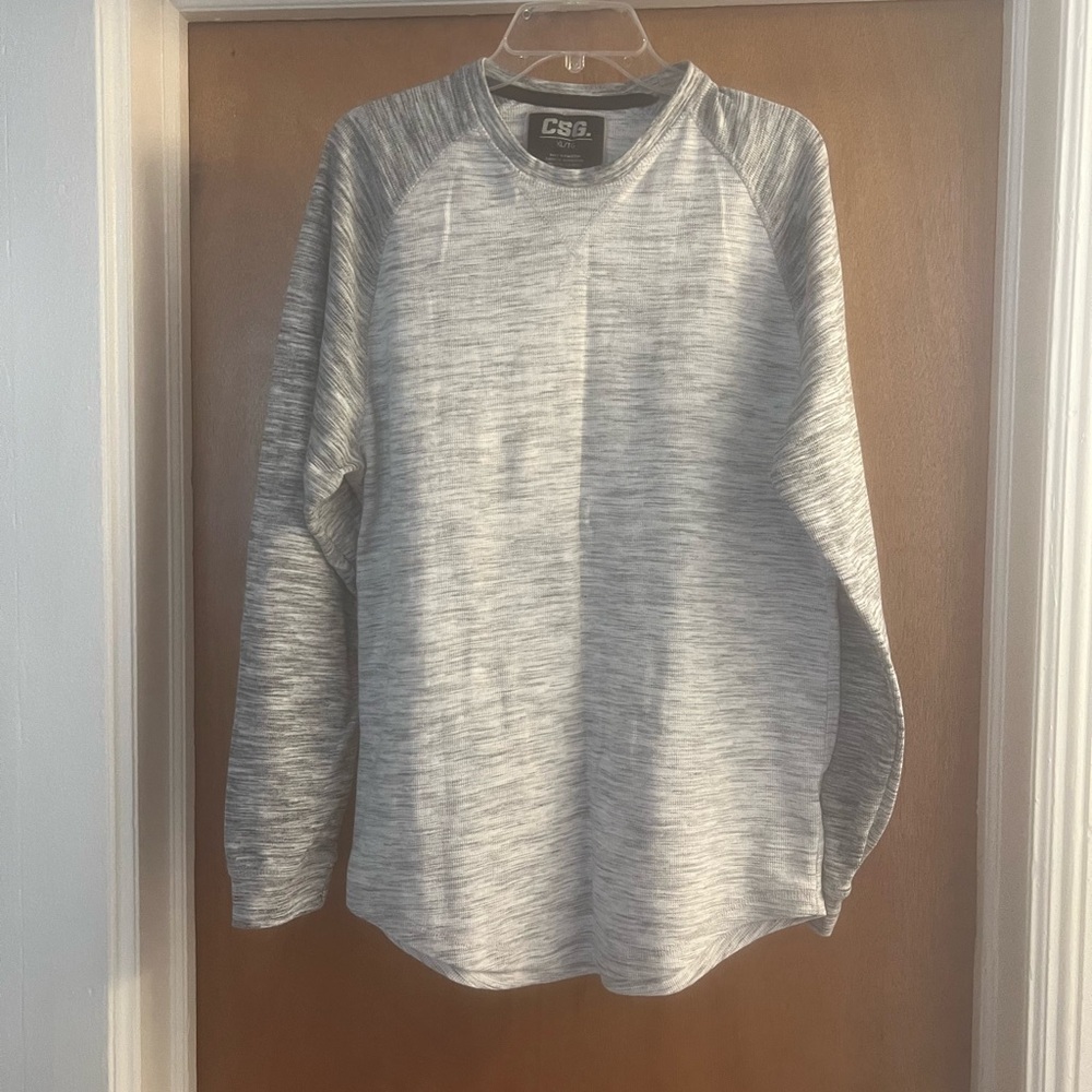 CSG Men's Gray Thermal Crewneck Long Sleeve Sweater